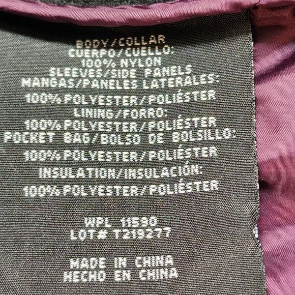 32° HEAT Women's Size Large Light Weight Zip Front Puffer Jacket Purple Black - Picture 5 of 11